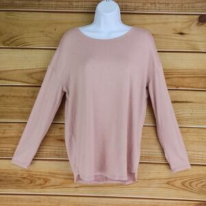 Flirtitude Active Long Sleeve Knit Top Womens Sz S Light Pink Strappy Back Soft